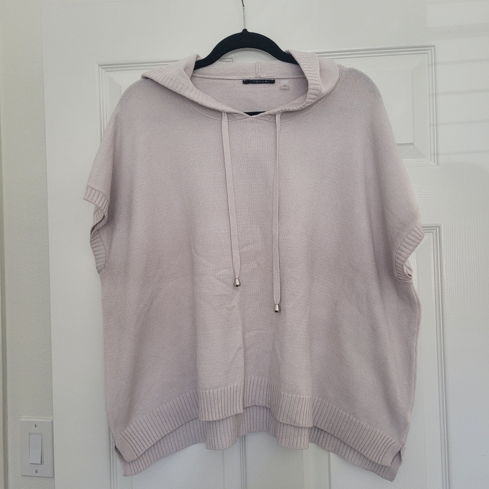 Tahari Cream Hooded Sleeveless Sweater by Tahari Size M